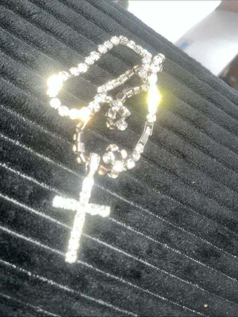Diamond Cross Tennis Necklace - White Gold Tone - Picture 5 of 5